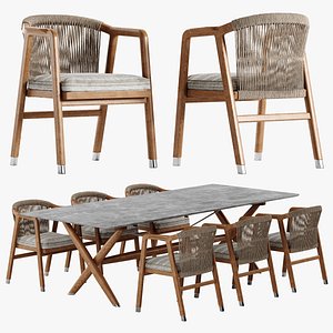 3D model Flexform Crono chair Boma table dining set