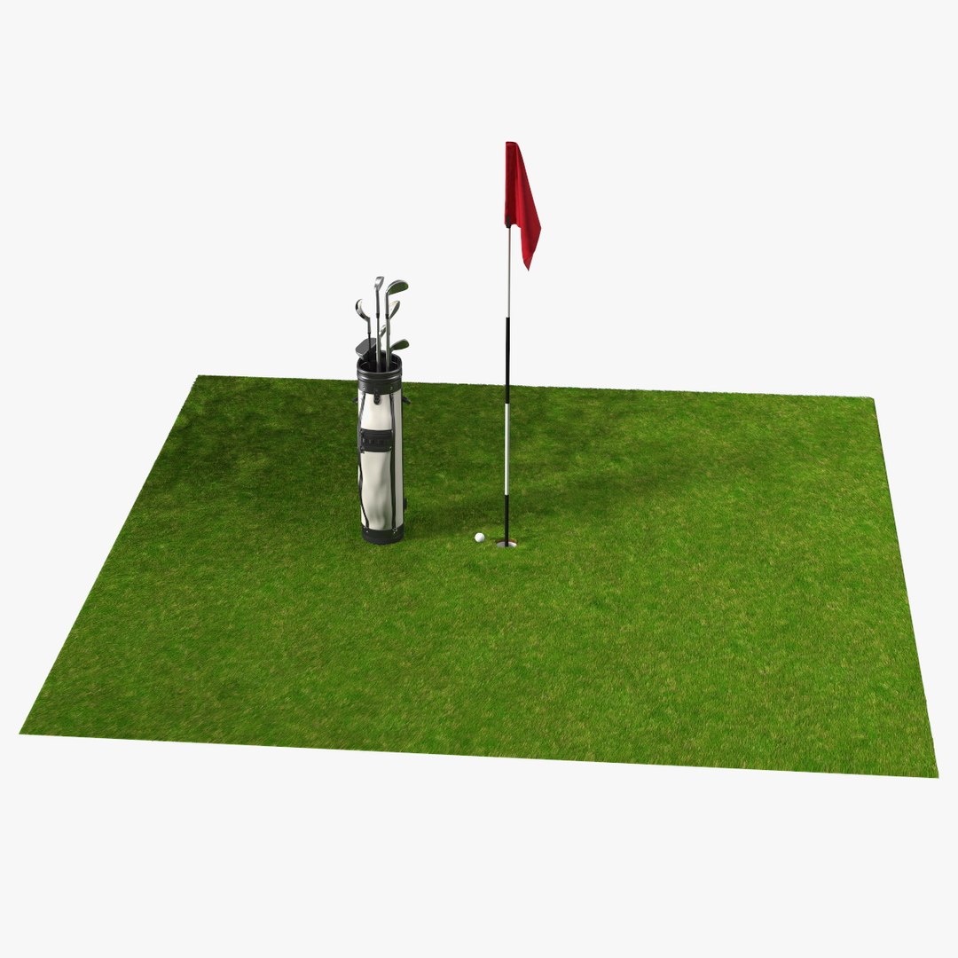 Golf Hole and Clubs Fur 3D model preview