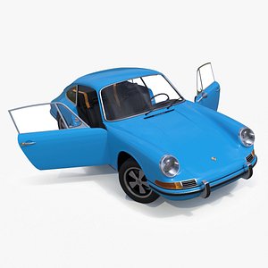 3D model Porsche 911 1968 Blue Rigged for Cinema 4D