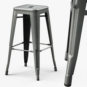 3D model Loft Style Metal Stool without Backrest