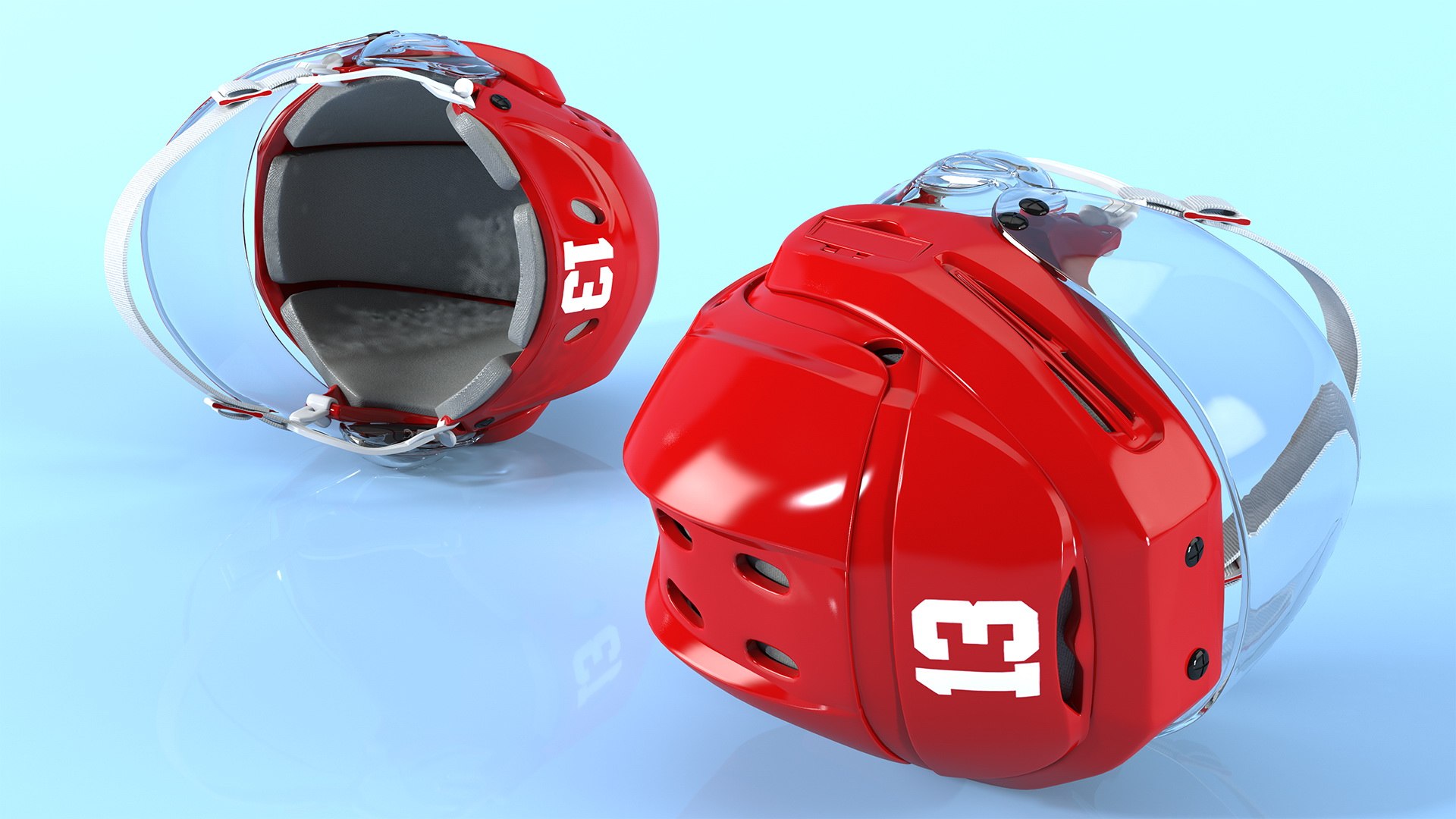 Hockey Helmet Red 3D model preview