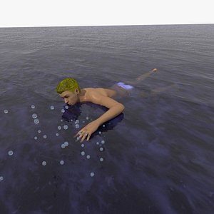 European Man Swimming Freestyle Animated