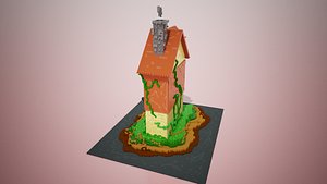 3D Voxel cartoon house 3D