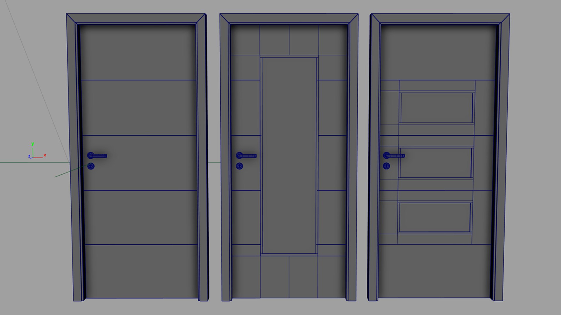 3d Door Set 3 Pieces Model