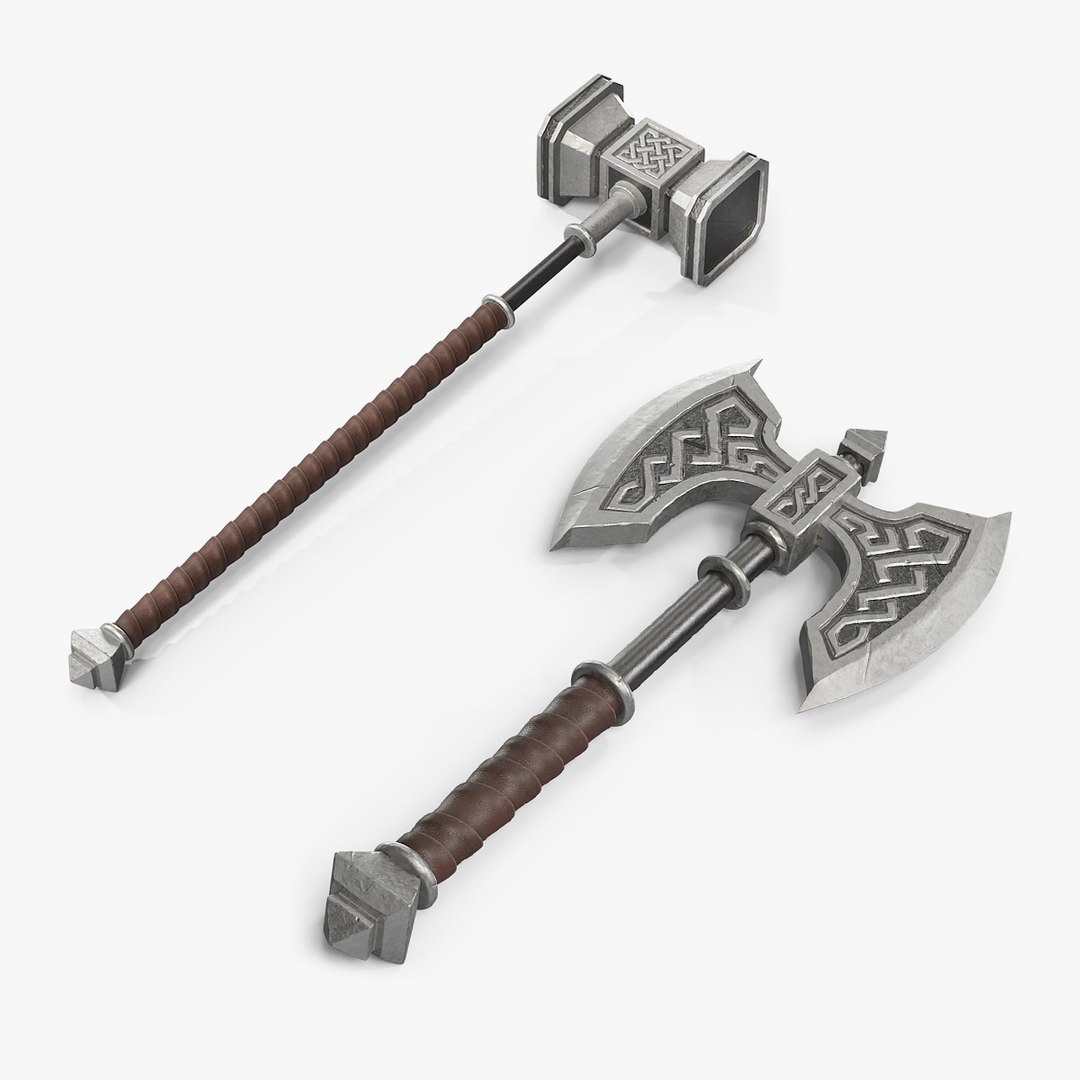 Fantasy Style Battle Weapons Collection 3D model preview