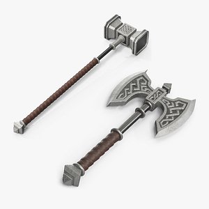 Fantasy Style Battle Weapons Collection model