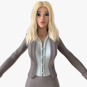 3D model Cartoon Woman - Business Outfit