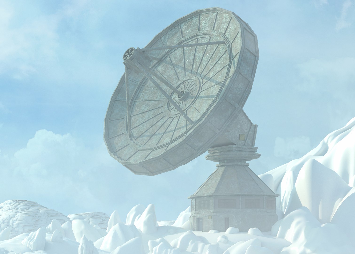 Arctic Radio telescope. 3D https://p.turbosquid.com/ts-thumb/ZP/nGj0Ht/oM/radio9/jpg/1619961888/1920x1080/fit_q87/26c0fe27d3be2ccbea7d241363281c25a05c0fa2/radio9.jpg