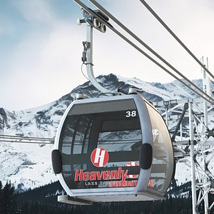 3D Heavenly Ski Gondola Cabin with Glass Panels Grey model