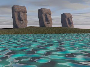 3D ancient easter island