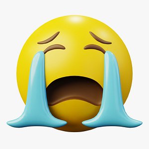 Crying Yellow Ball Emoticon Emoji or Smiley 3D model
