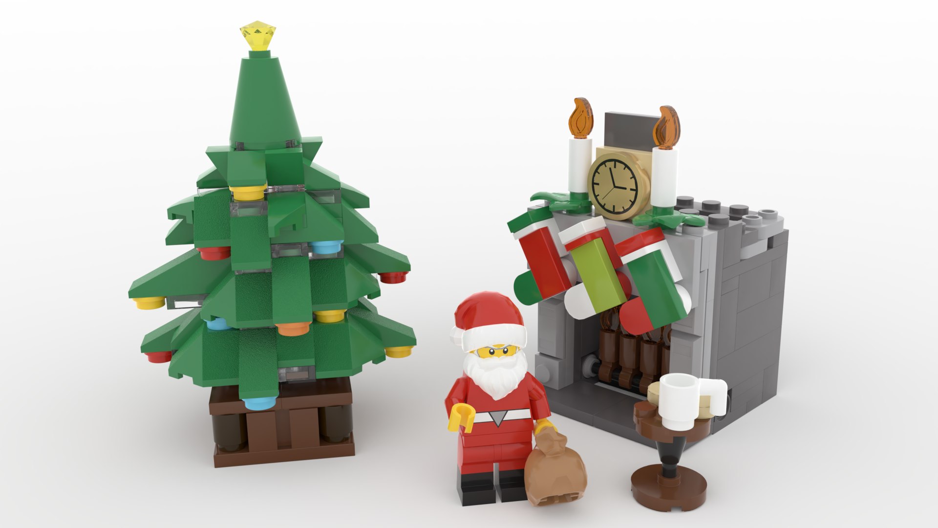 3D Lego Santa With Fireplace And Christmas Tree Model - TurboSquid 2006359