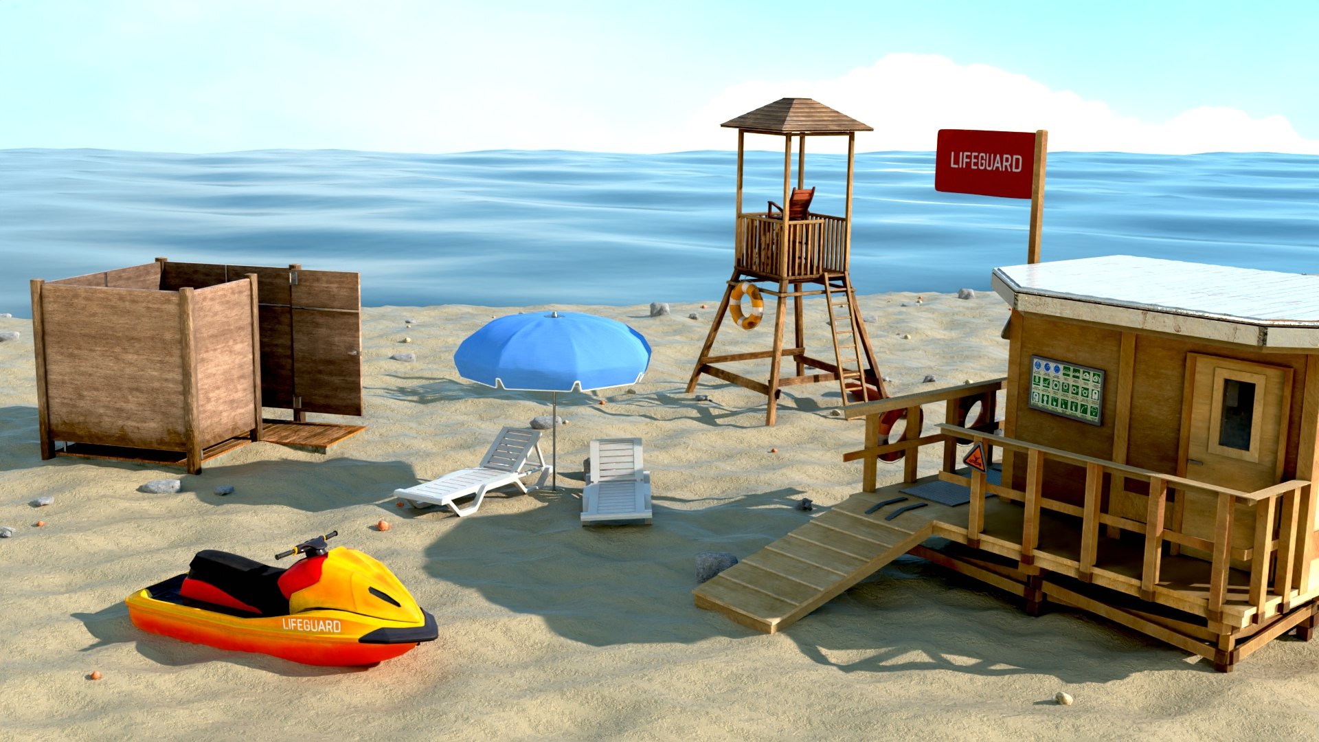 3D Safety Beach Lifeguard Rescue Team - TurboSquid 2073650