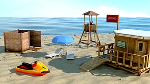 3D Safety beach Lifeguard Rescue team