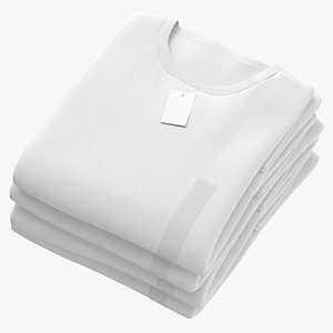 Folded TShirt Round Neck 4 Pile White Black and Gray