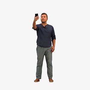 3D model 00571Omar007 - Adult Middle Eastern man taking photo in public wearing transitional seasonal clothin