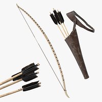 Viking Bow and Letaher Quiver 3D Models Collection