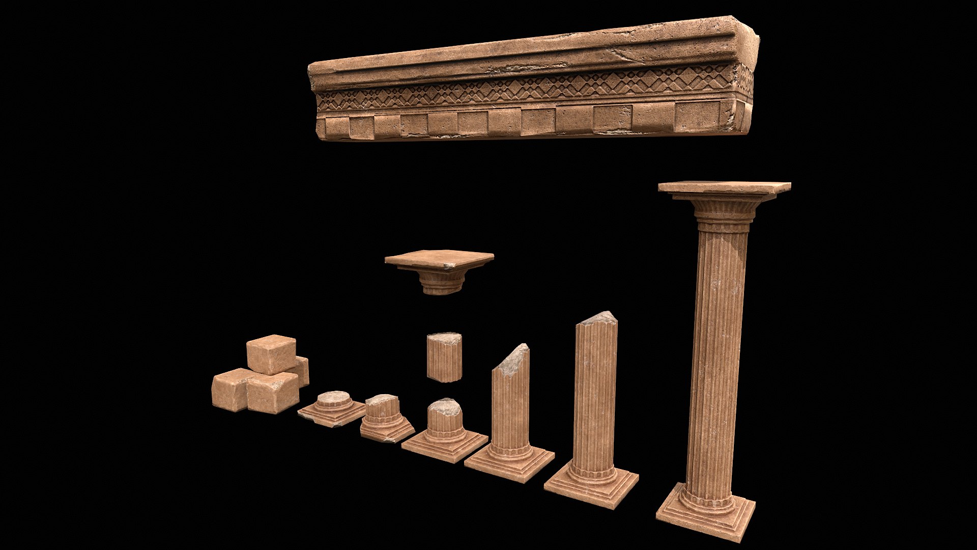 Ancient Columns Ruins Pack 3D Model - TurboSquid 2358550