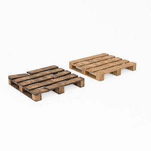 Industrial Wooden Pallet - Clean and Broken Variants 3D