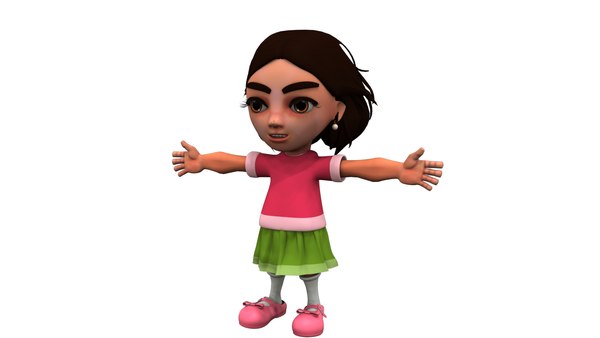 cute cartoon child girl 3D