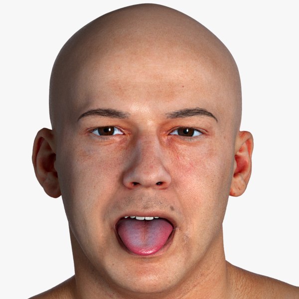 3D Real PBR Marcus Human Head Tongue Show Down AU19 model