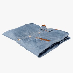Blue generic folded shirt with business style clothing 3D model