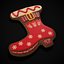 3D Red White Decorated Gingerbread Boot model
