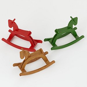 Wooden Childrens Rocking Horse 3D model