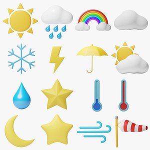 Cartoon Weather Icons Collection 2 3D model