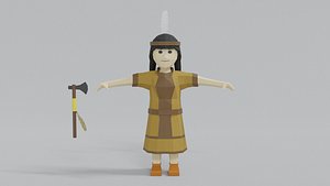 native indian woman 3D model