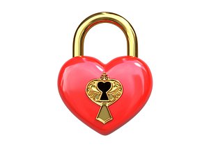 Heart Padlock with decor 3D model