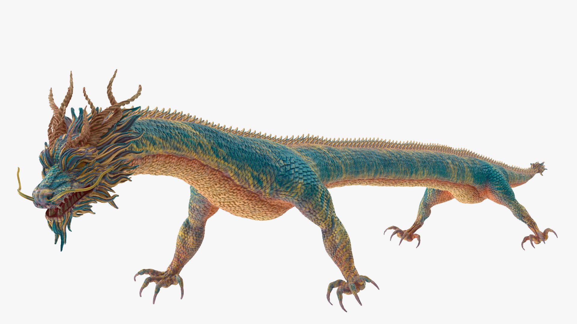 Chinese Mythical Dragon Blue 3D model preview