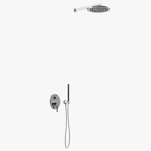 Wall Mount Spray Head with Handheld Shower Silver 3D