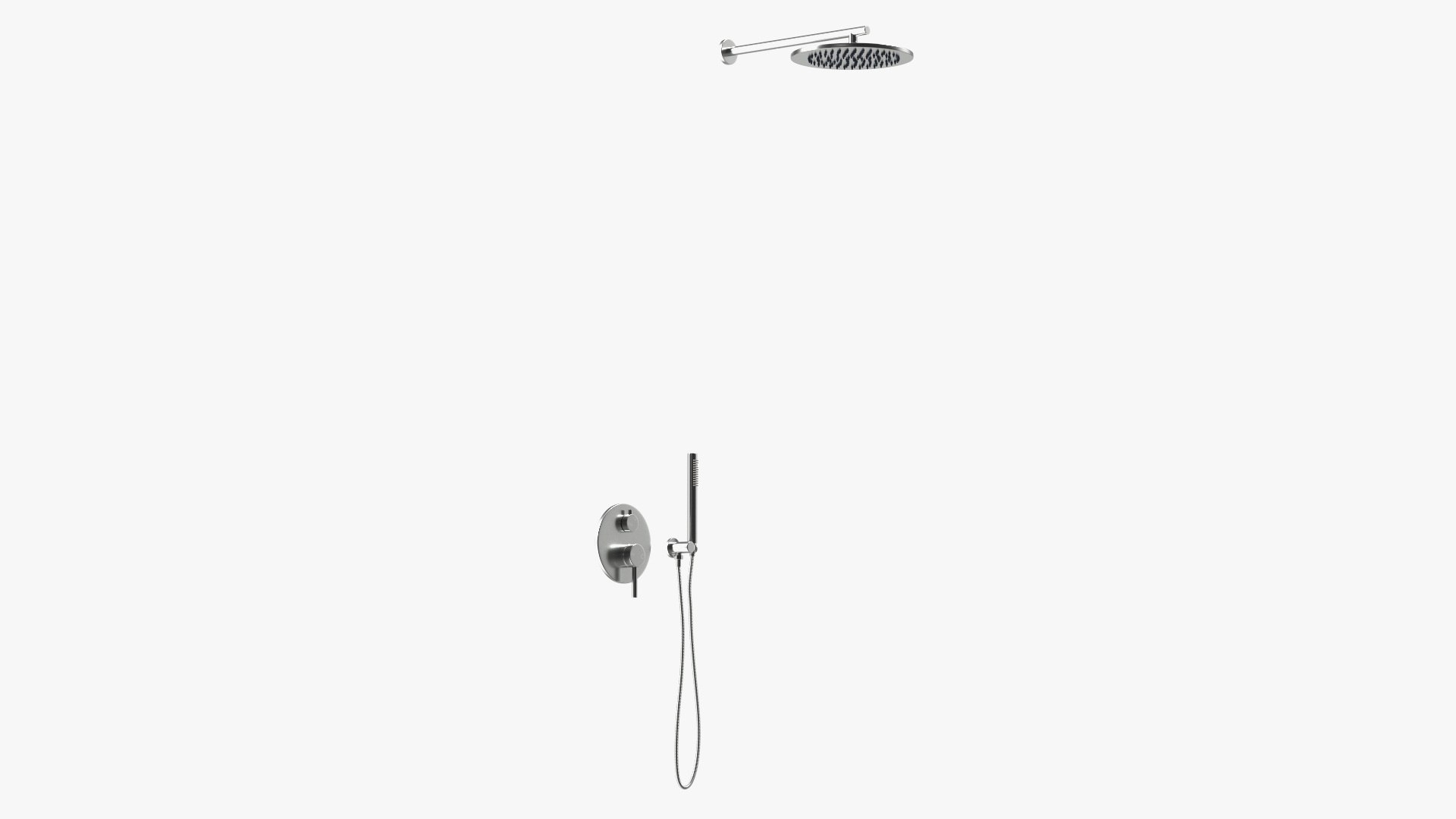 Wall Mount Spray Head with Handheld Shower Silver 3D model preview