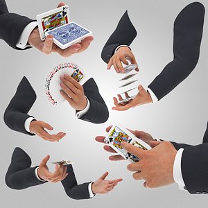 Hands with Playing Cards Set Animated Rigged For Maya 3D model