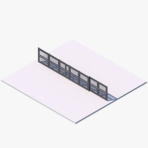 3D Modelo 3d de reja modular de metal con porton de garage corredizo