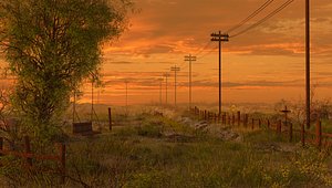 road sunset swing 3D
