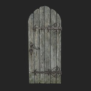 3D wooden medieval door