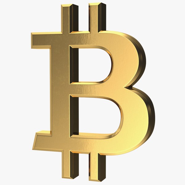 3D bitcoin symbol gold model