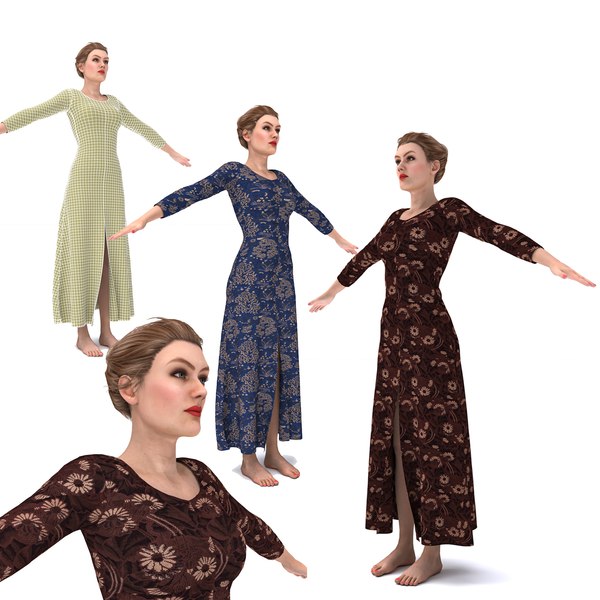 3D character female clothing model