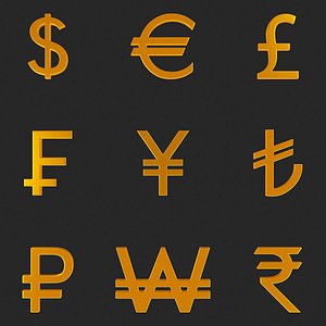 3D 3D Currencies Symbol Set model