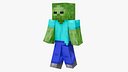 Minecraft Zombie Rigged 3D Model Game Ready 4K PBR