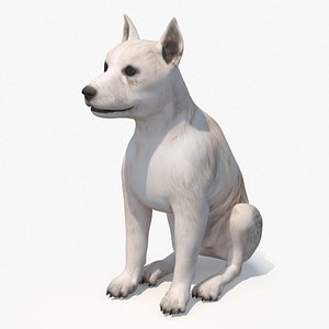 3D model Mongrel Dog Cream Sitting Pose