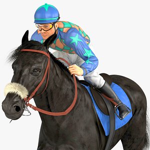 Racehorse and Jockey HQ 003 Standard License 3D model