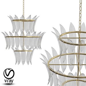 3D model cascading chandeliers noir