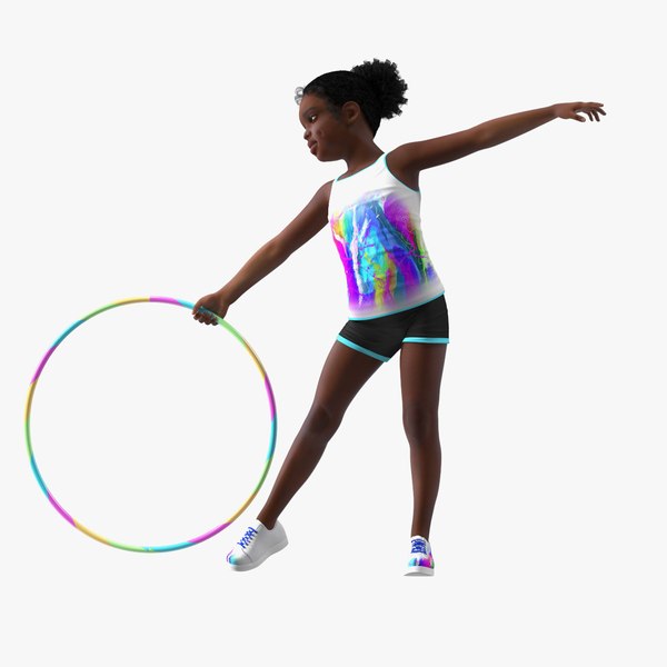 Black Girl Child Sporty Style with Hoop Rigged for Maya 3D model