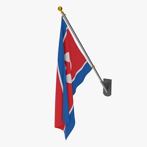 3D Wall Flag North Korea model