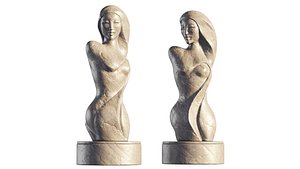 3D model Female torso carved stone