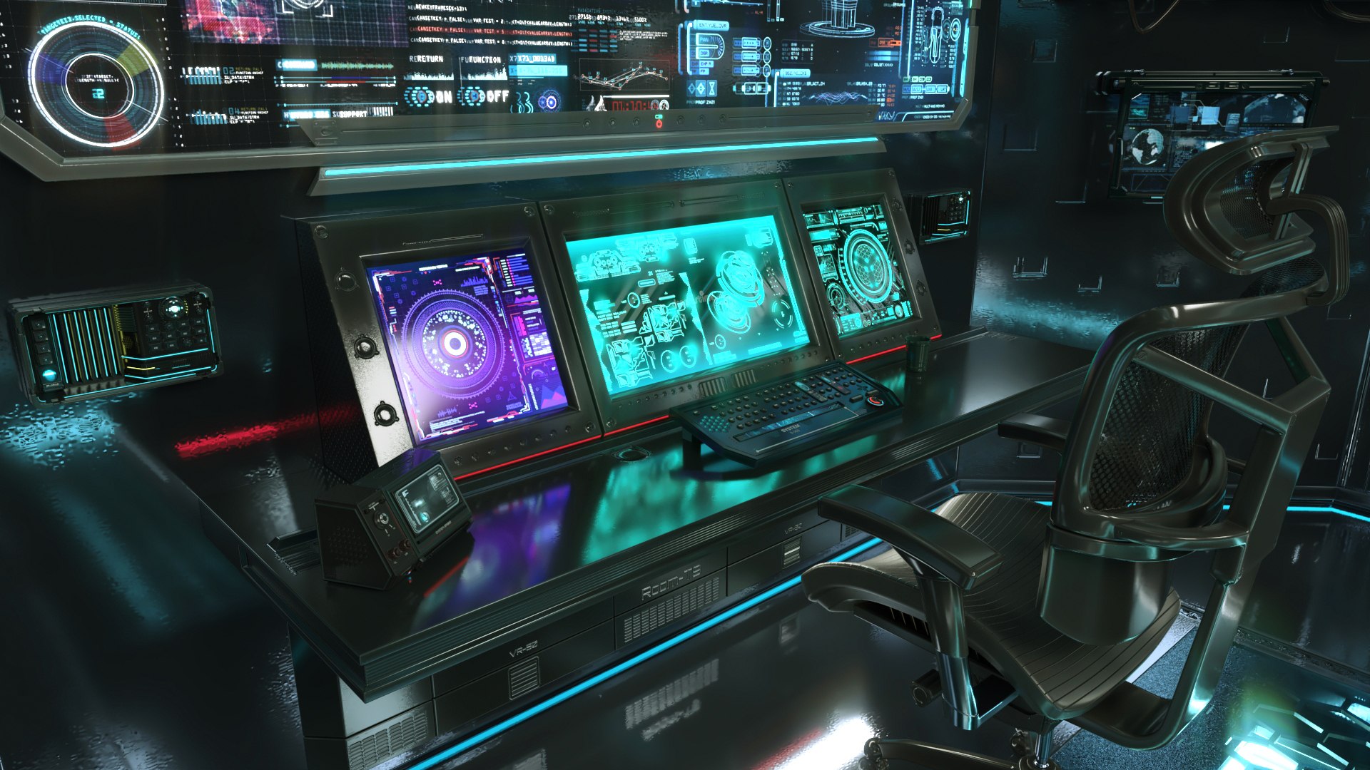 3D Model Sci Fi Interior Station Control Panel - TurboSquid 2224460