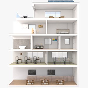 3D apartment building section